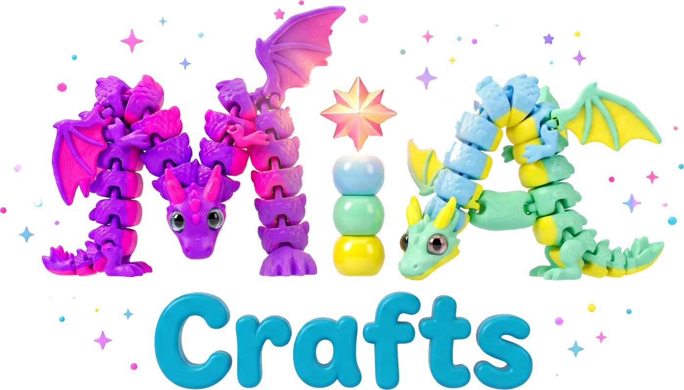 Mia Crafts — logo made of flexi dragons and pony beads